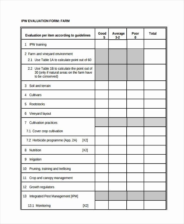 Evaluation Form Template Free Inspirational Free 9 Sample Product