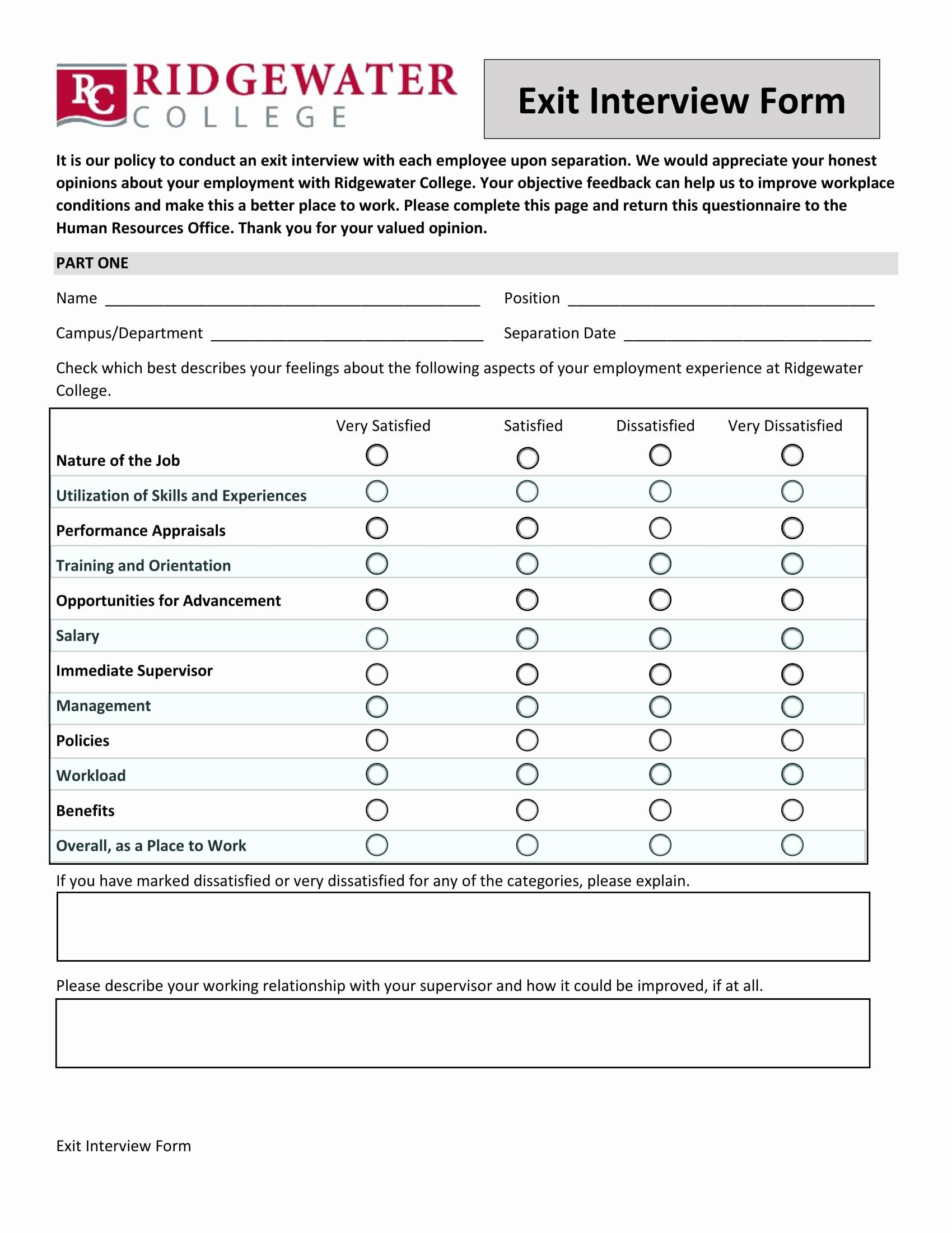 Exit Interview Form Pdf New 4 Exit Interview Forms Free Pdf Format