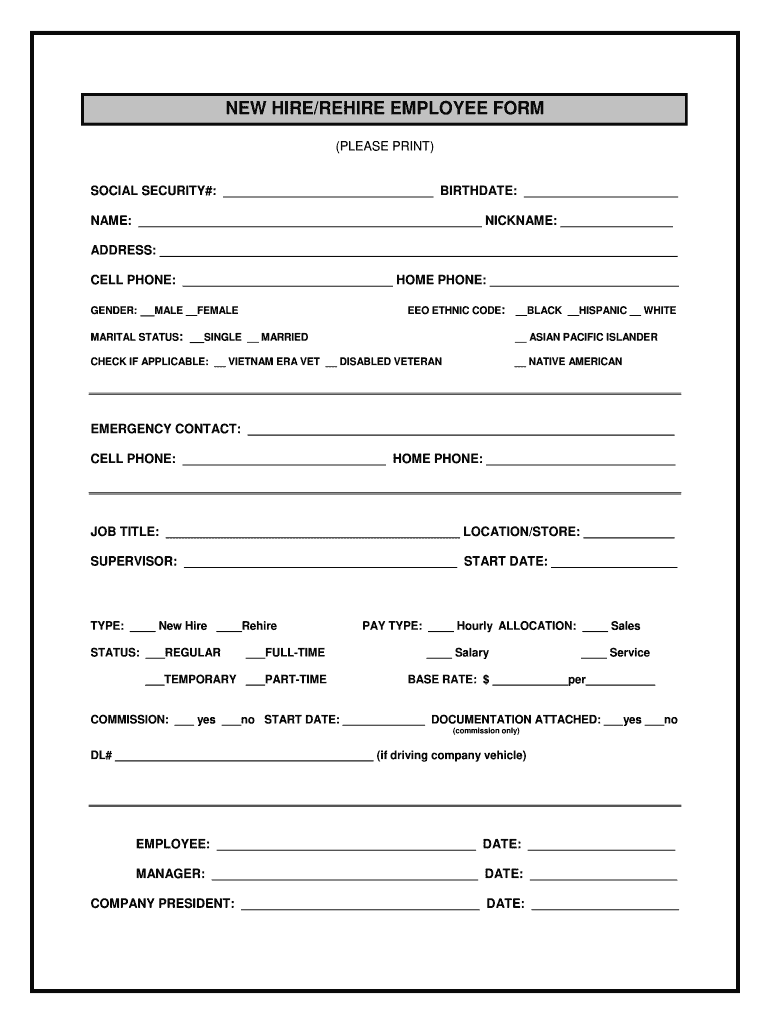 Forms For New Employee To Fill Out 2022 Employeeform