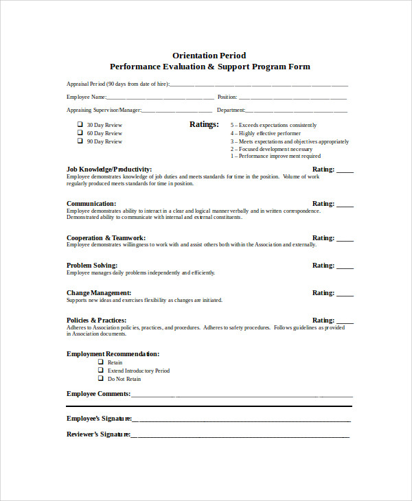 FREE 10 Sample Orientation Evaluation Forms In MS Word PDF