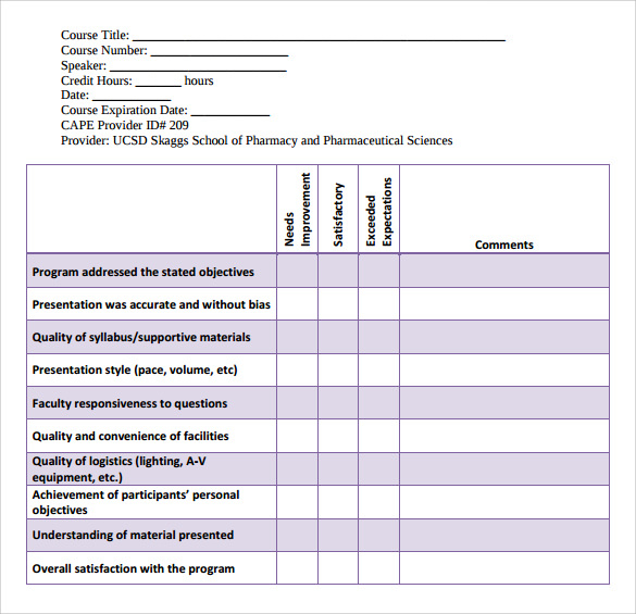 FREE 11 Sample Program Evaluation Forms In PDF