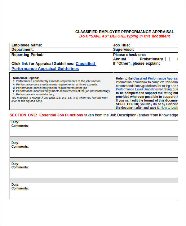 FREE 20 Employee Evaluation Forms In MS Word