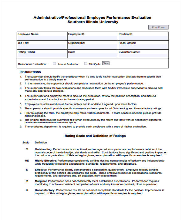 FREE 32 Employee Evaluation Forms In PDF MS Word Excel