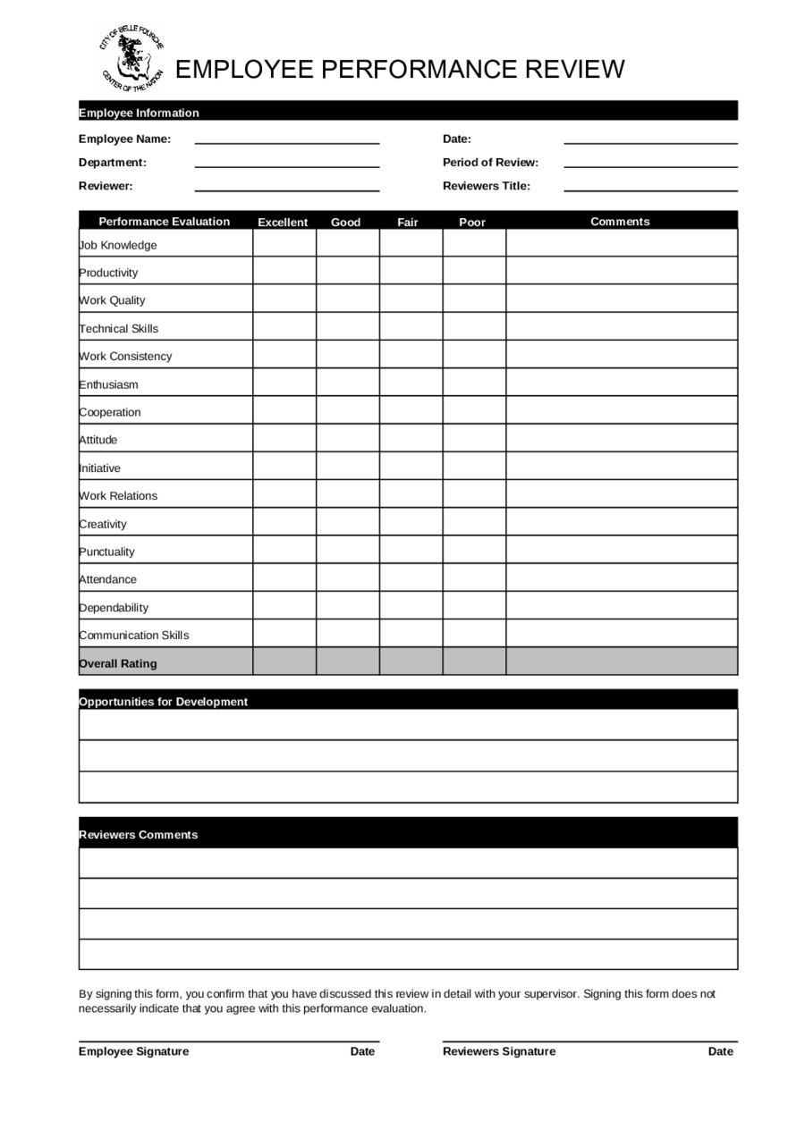 Free Employee Evaluation Form Edit Fill Sign Online Handypdf