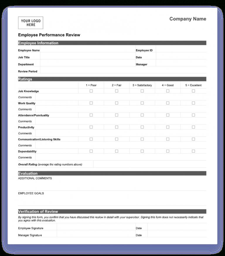 Free Employee Evaluation Forms Printable Top Form Templates Free