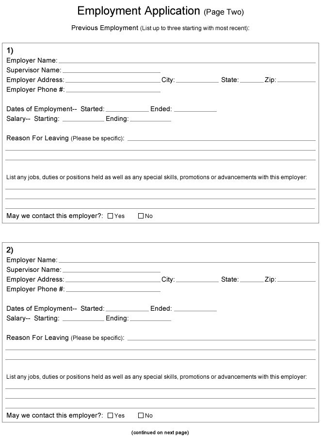 Generic Employment Application Ohio Employment Application Printable 