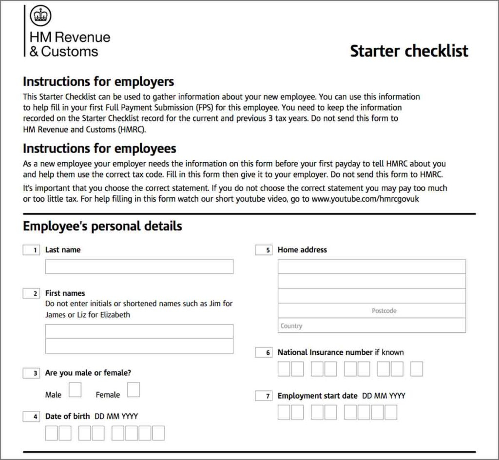 HMRC Starter Checklist Explained Guide FAQ For Employers