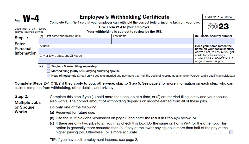 IRS W 4 Form 2023 Printable IRS Tax Forms 2022