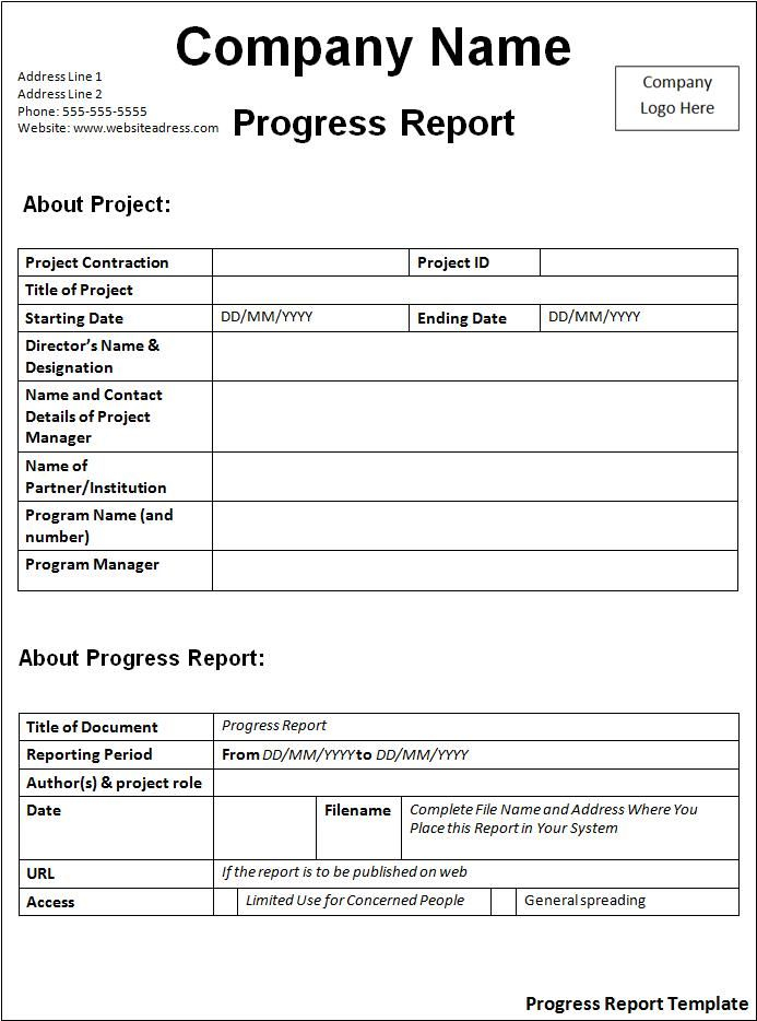 It Progress Report Template 1 TEMPLATES EXAMPLE TEMPLATES EXAMPLE 