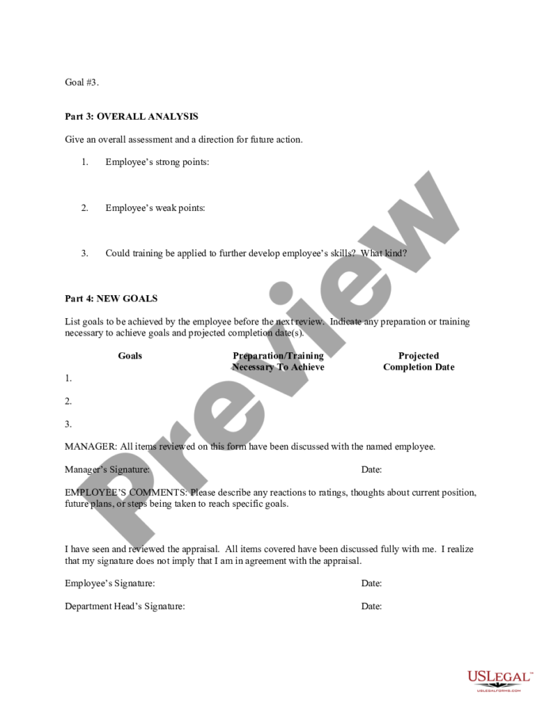 King Washington Employee Evaluation Form For Optician US Legal Forms