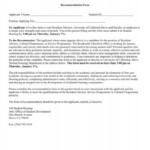 Letter Of Recommendation Form UC Davis Student Housing