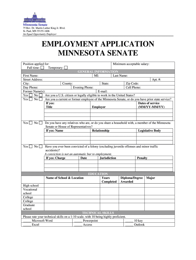 Mn Senate Employment Fill Out And Sign Printable PDF Template SignNow