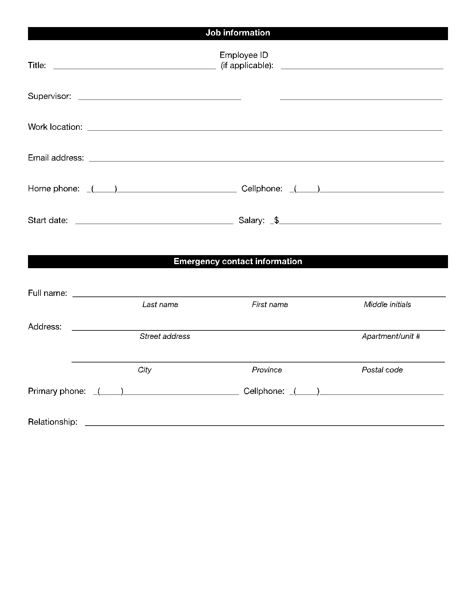 New Employee Forms 2