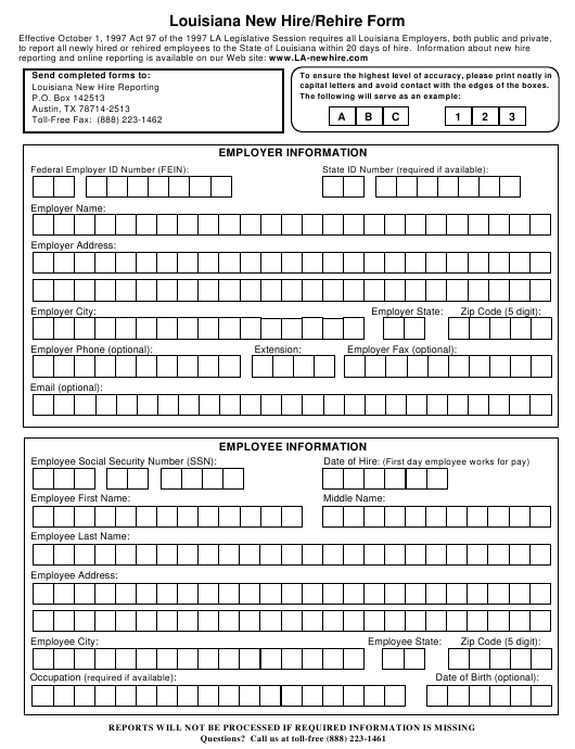 New Employee Forms Louisiana 2022 Employeeform