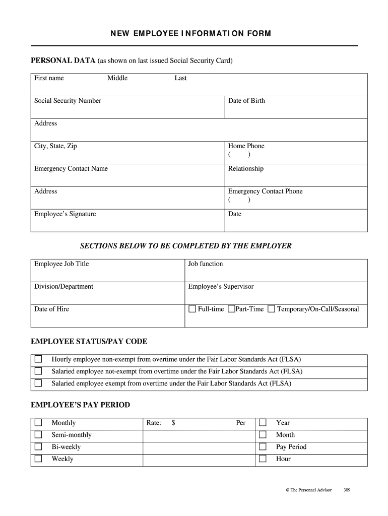 New Employee Forms Printable Fill Online Printable Fillable Blank