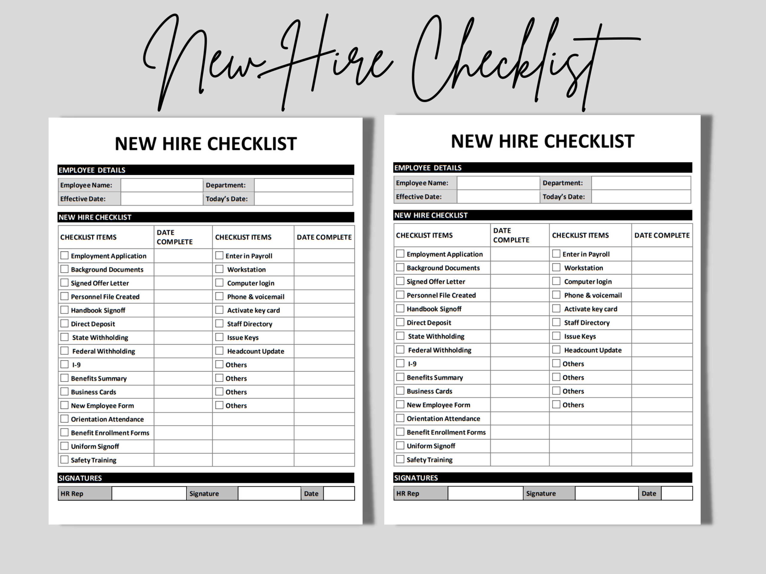 New Hire Checklist Editable Onboarding Word Template Etsy Ireland