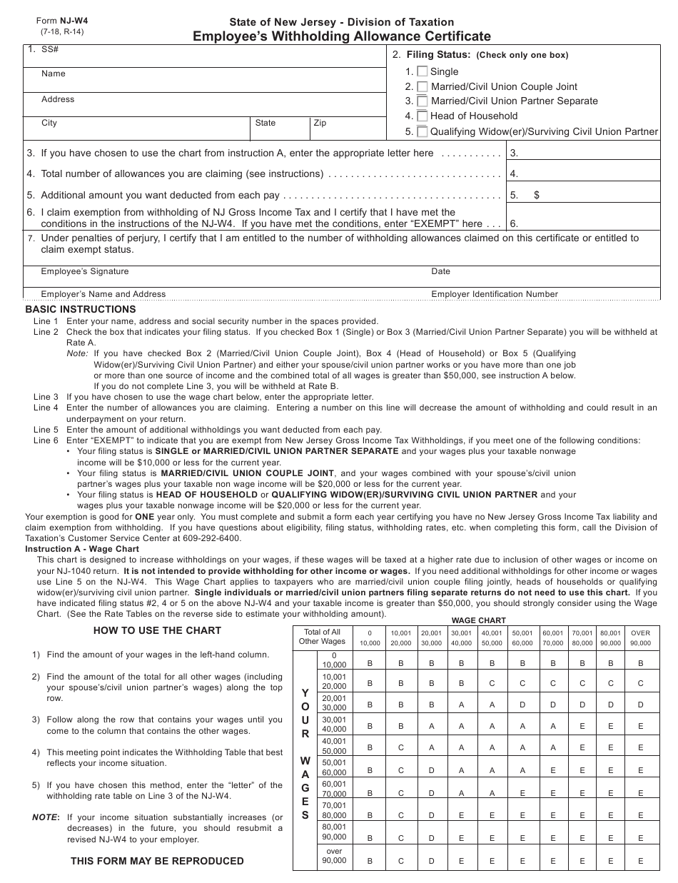 Nj Employee Tax Withholding Form 2022 Employeeform