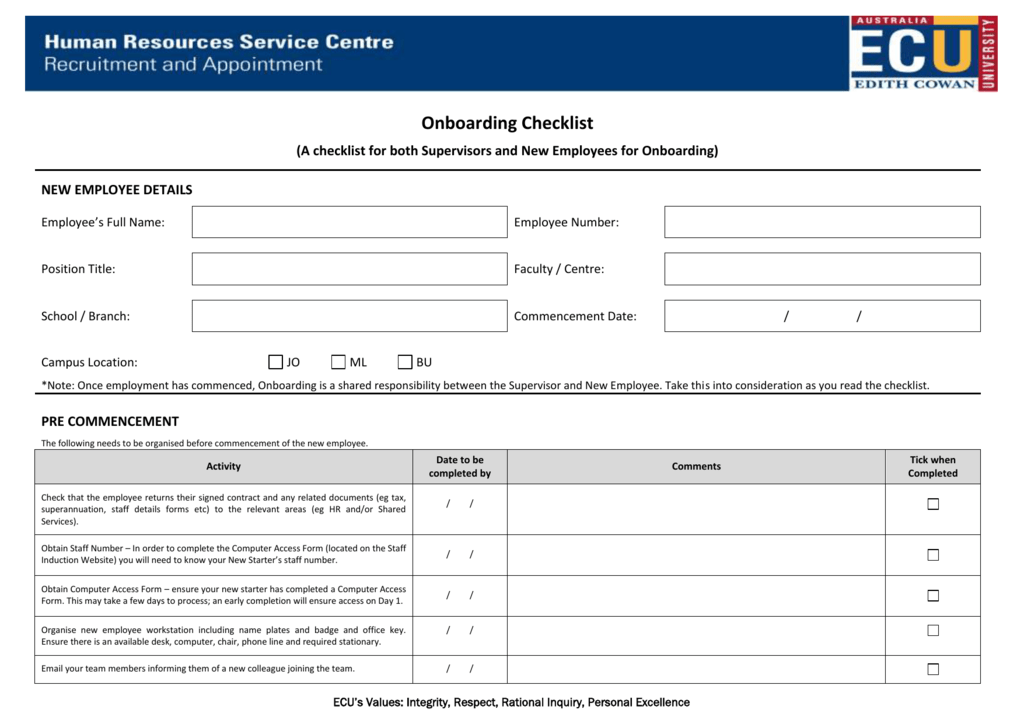 Onboarding Checklist