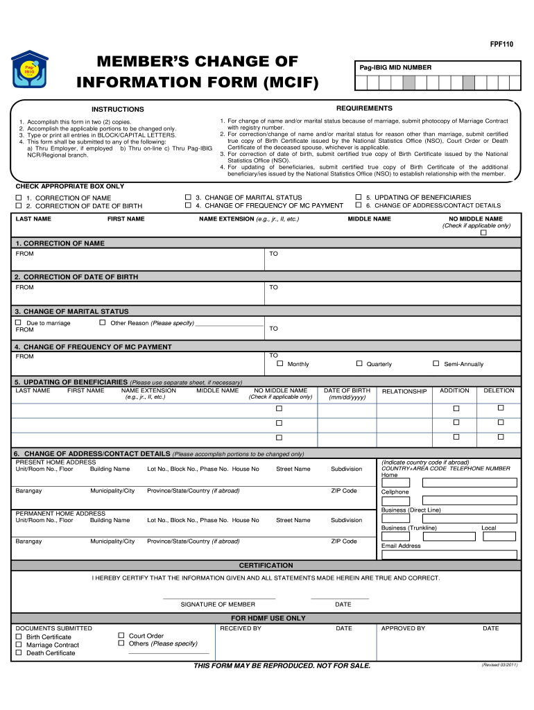 Pag Ibig Mdf Update Fill Out Sign Online DocHub