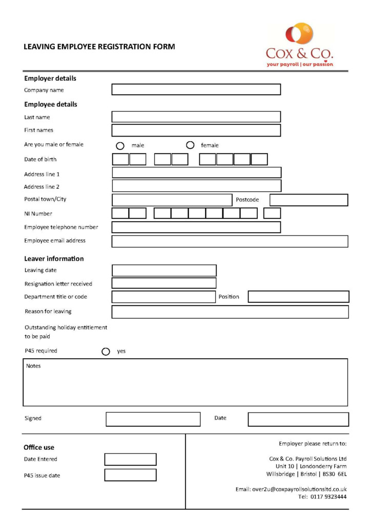 Payroll Forms Cox Co