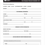 Personal Information Form Sample Master Of Template Document