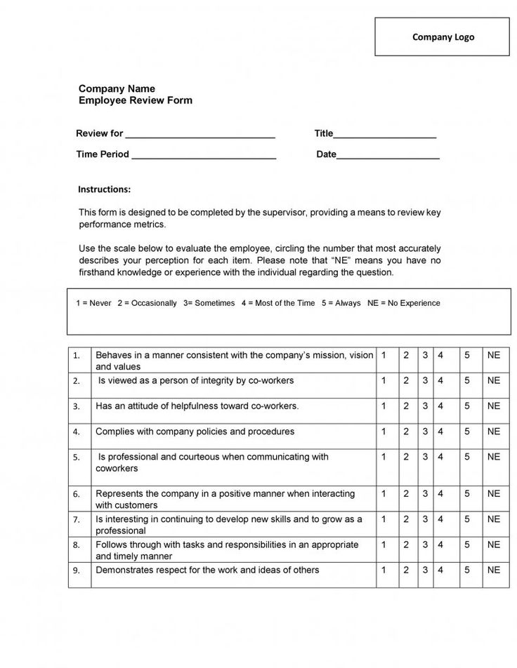 Pin On Employee Evaluation Form