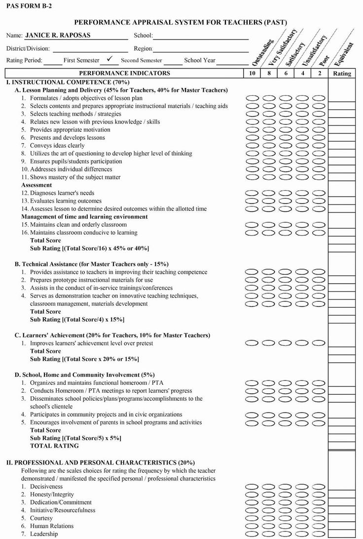 Preschool Head Teacher Employee Evaluation Form 2023 Employeeform