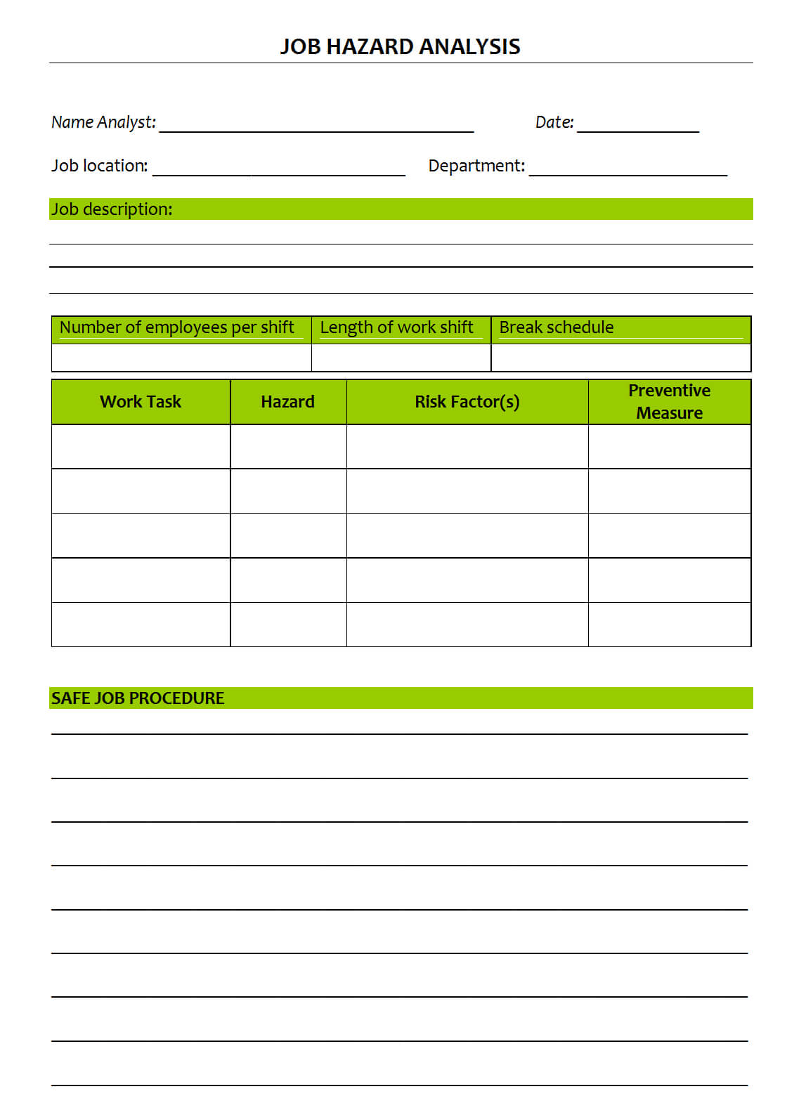 Safety Analysis Report Template