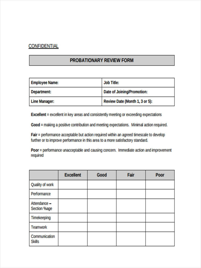 Sample 90 Day Probation Form 16 Images 70 Free Employee Performance 