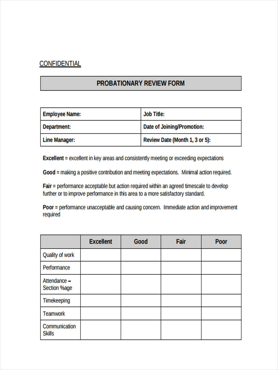 Sample 90 Day Probation Form 16 Images 70 Free Employee Performance 