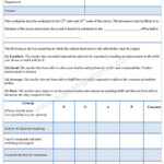 Sample Evaluation Form Evaluation Word Template