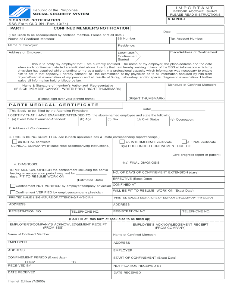 Sss Sickness Notification Form 1974 2022 Fill Out And Sign Printable