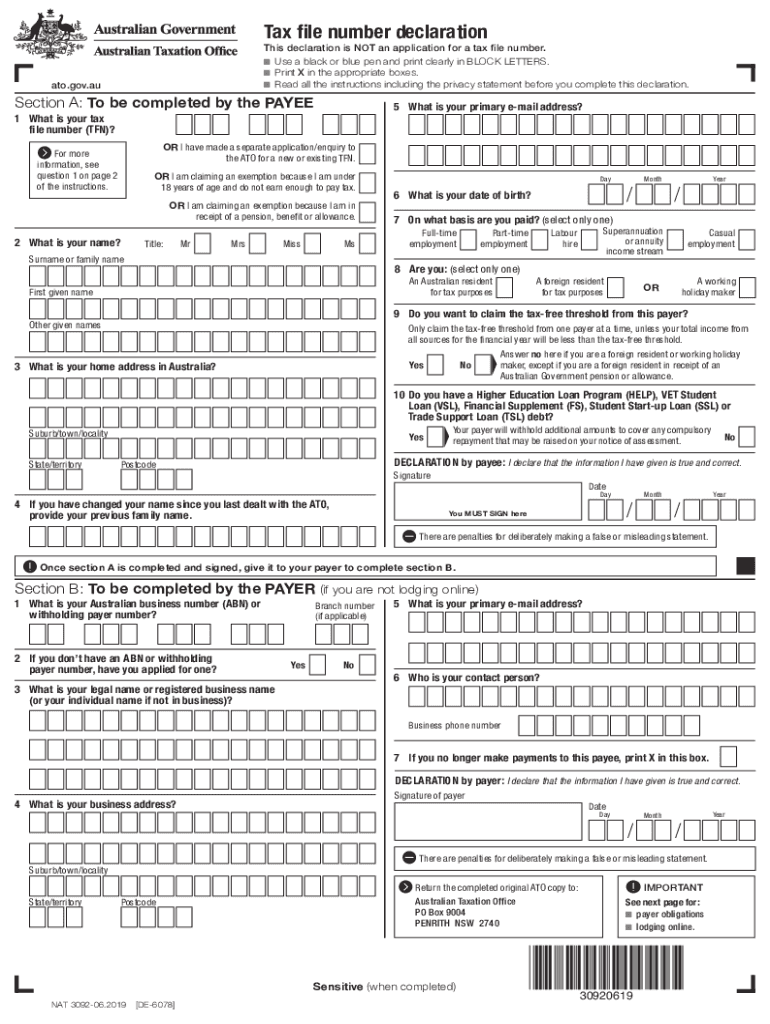 Tax File Declaration Form Fill Out Sign Online DocHub