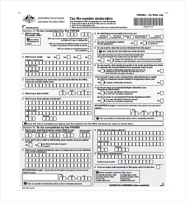 Tax File Number Form Employee 2022 Employeeform