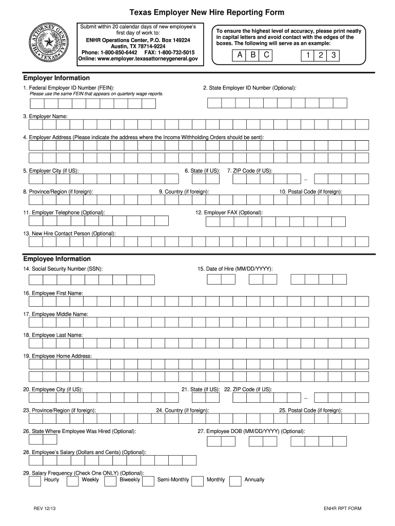 Texas Employer New Hire Reporting Form Fill Out Sign Online DocHub