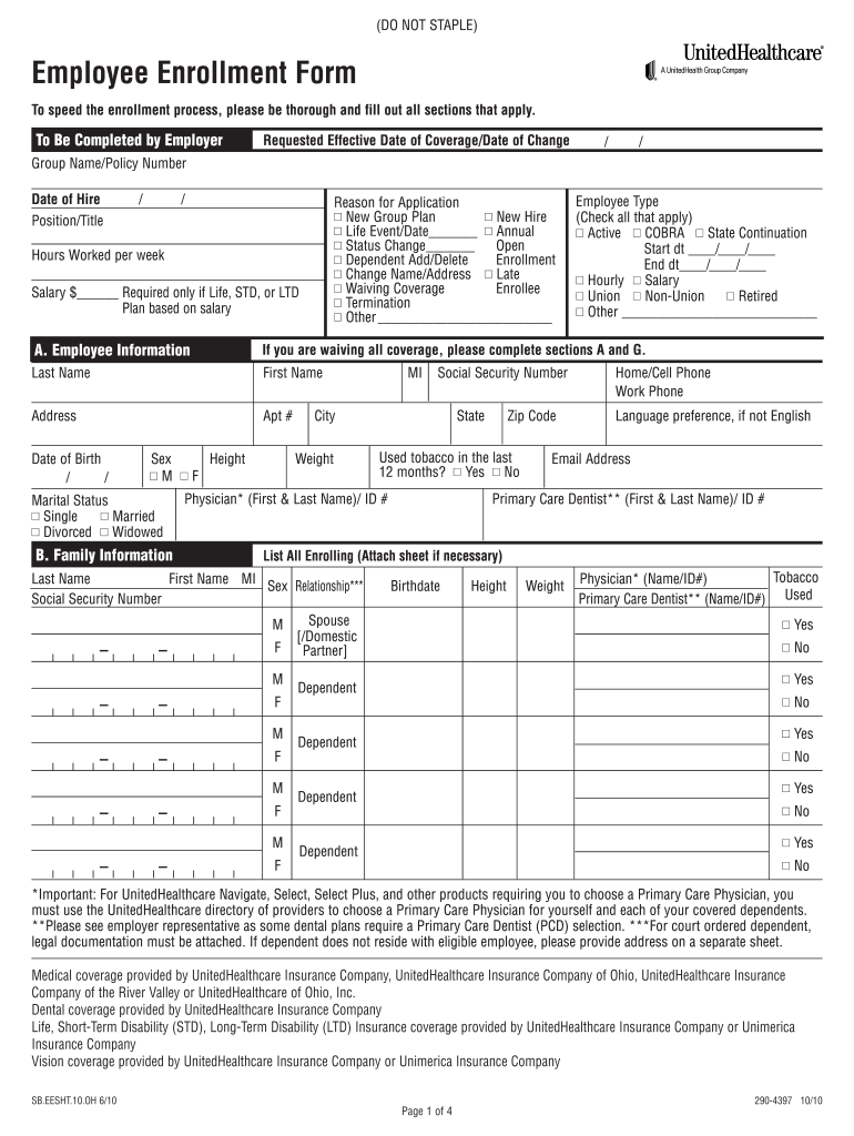 Unitedhealthcare Enrollment Form 2020 Fill And Sign Printable 