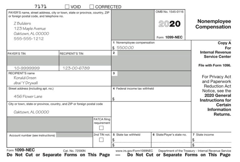 Use Form 1099 NEC To Report Non employee Compensation In 2020