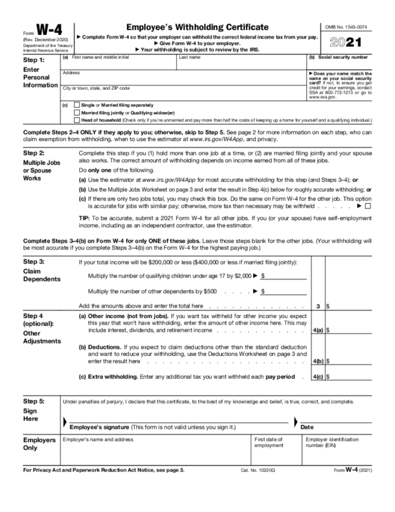 W 4 Form 2022 Fill Out PDF