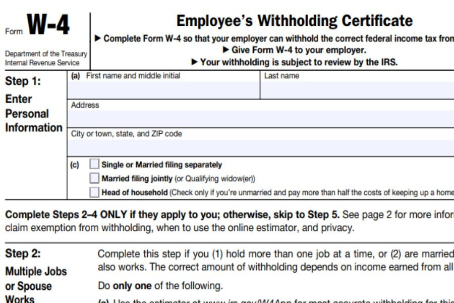 W 4 Withholding Allowance Certificate 2021 2022 W4 Form