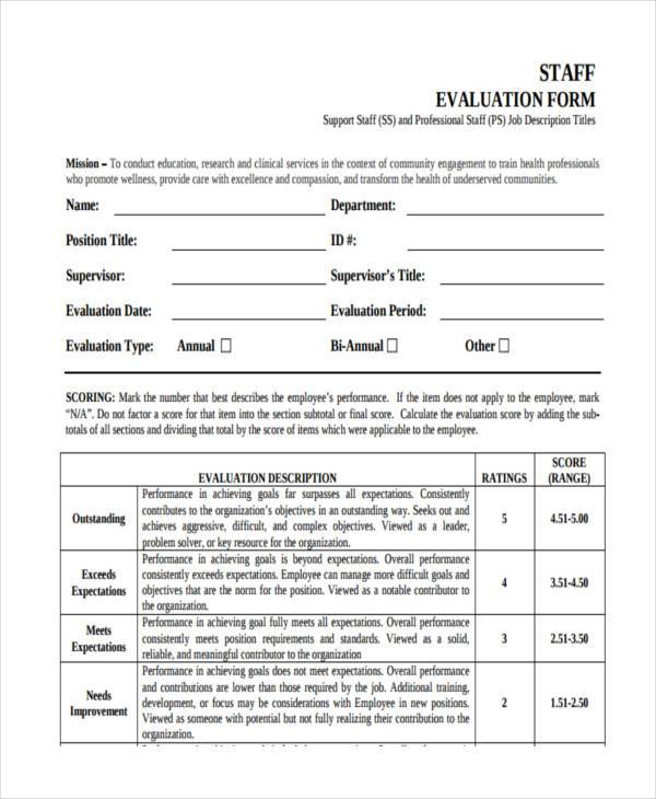 Yearly Employee Evaluation Forms Images And Photos Finder